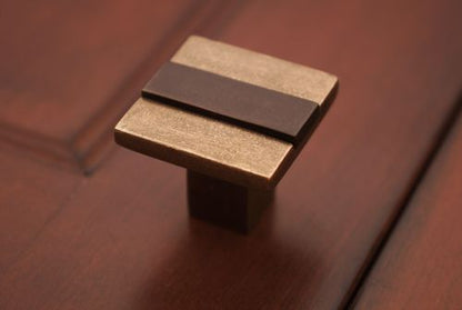 Bronze Contemporary Banded Knob 1 1/4"Platinum Espresso