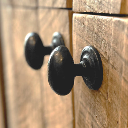 Solid Bronze Textured Oval Knob On Plate