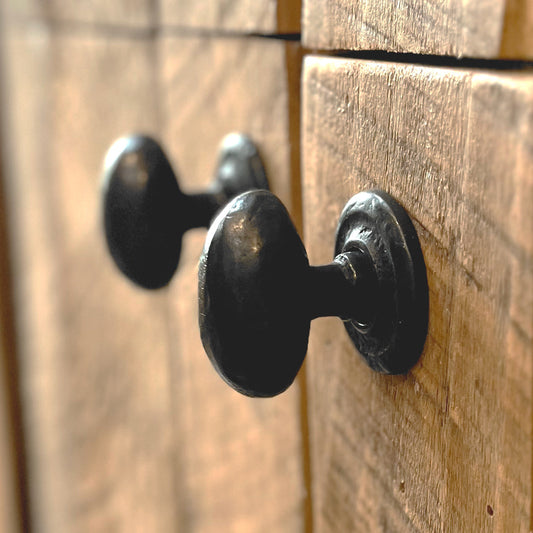 Solid Bronze Textured Oval Knob On Plate
